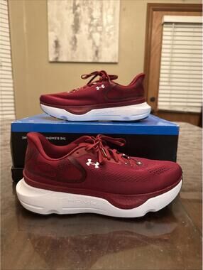 Under Armour HOVR + Infinite Pro 2 Maroon Red Lace-Up Mesh Men’s Sneaker Sz 7.5